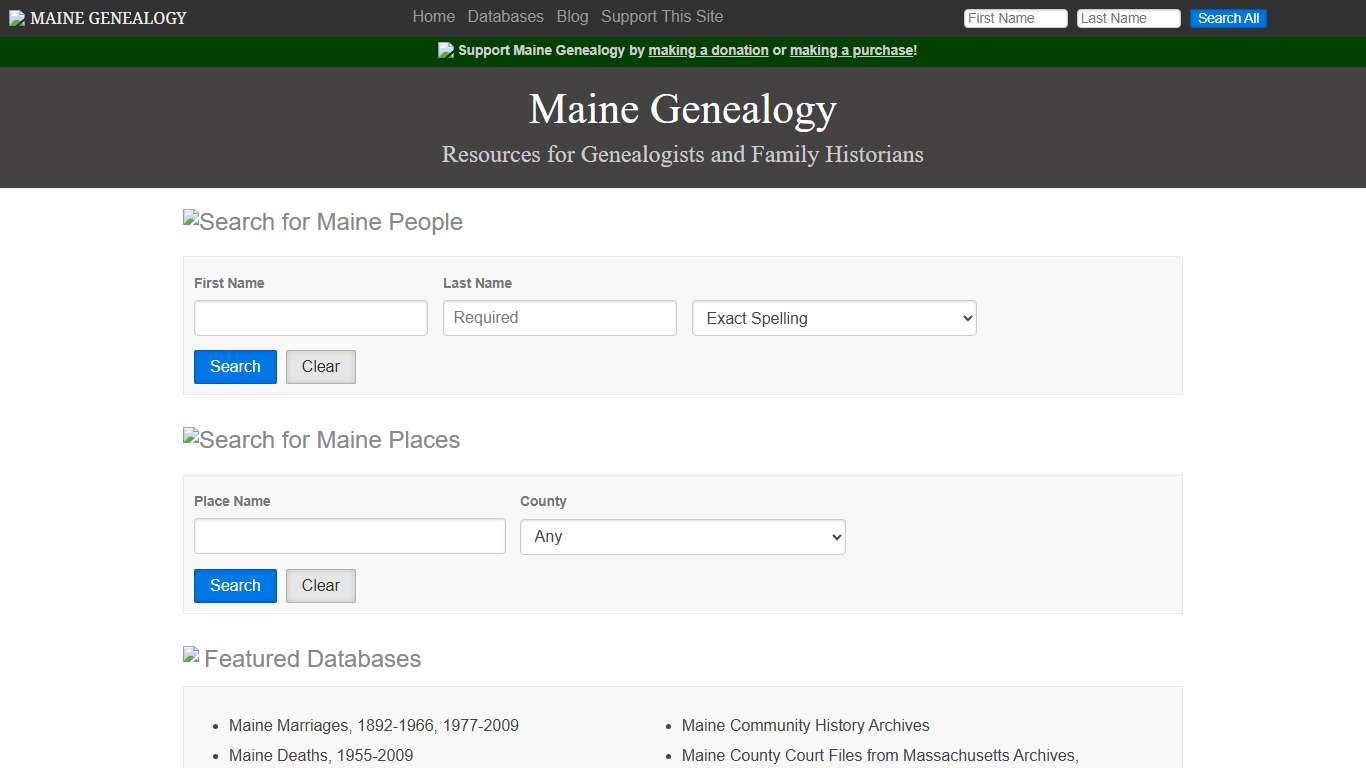 Maine Genealogy - Family History Records - Family Tree Resources