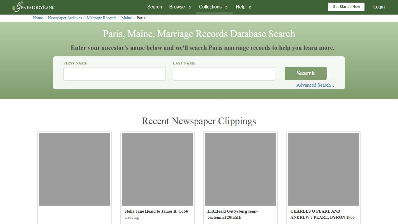 Paris, Maine, Marriage Records Online Search