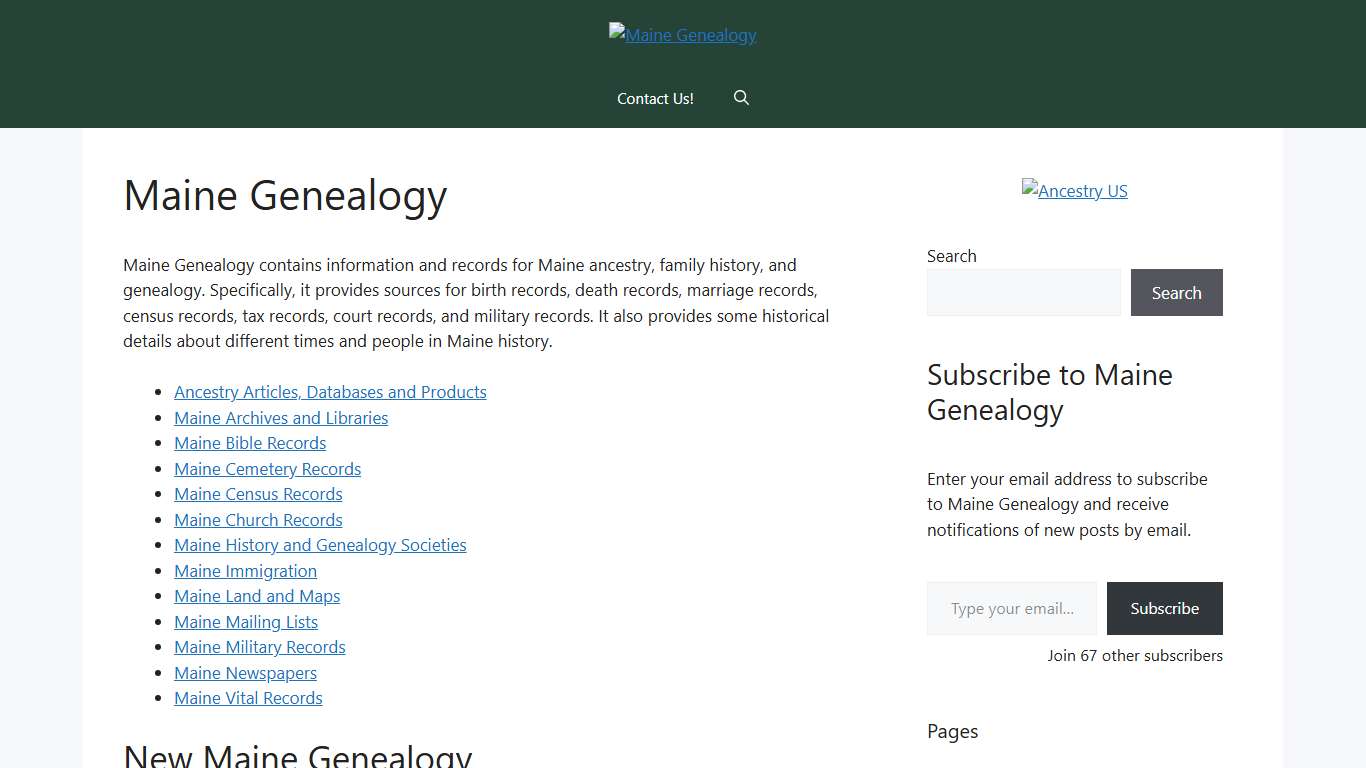 Maine Genealogy – Maine Genealogy