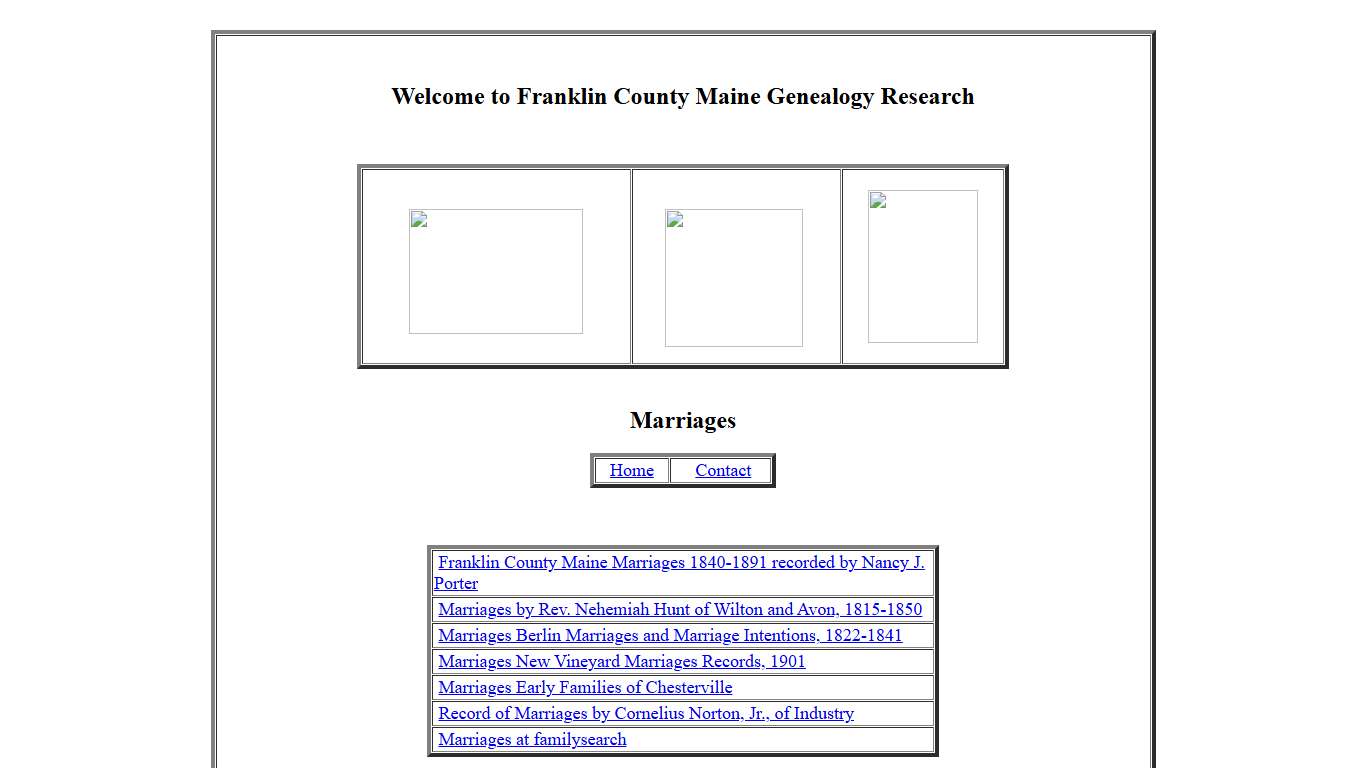 marriages Page franklin County maine Genealogy